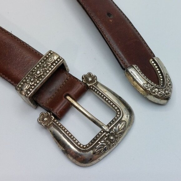 Vintage USA Made Talbots Garden Charms Genuine Leather Waist Belt Size S - Picture 8 of 9